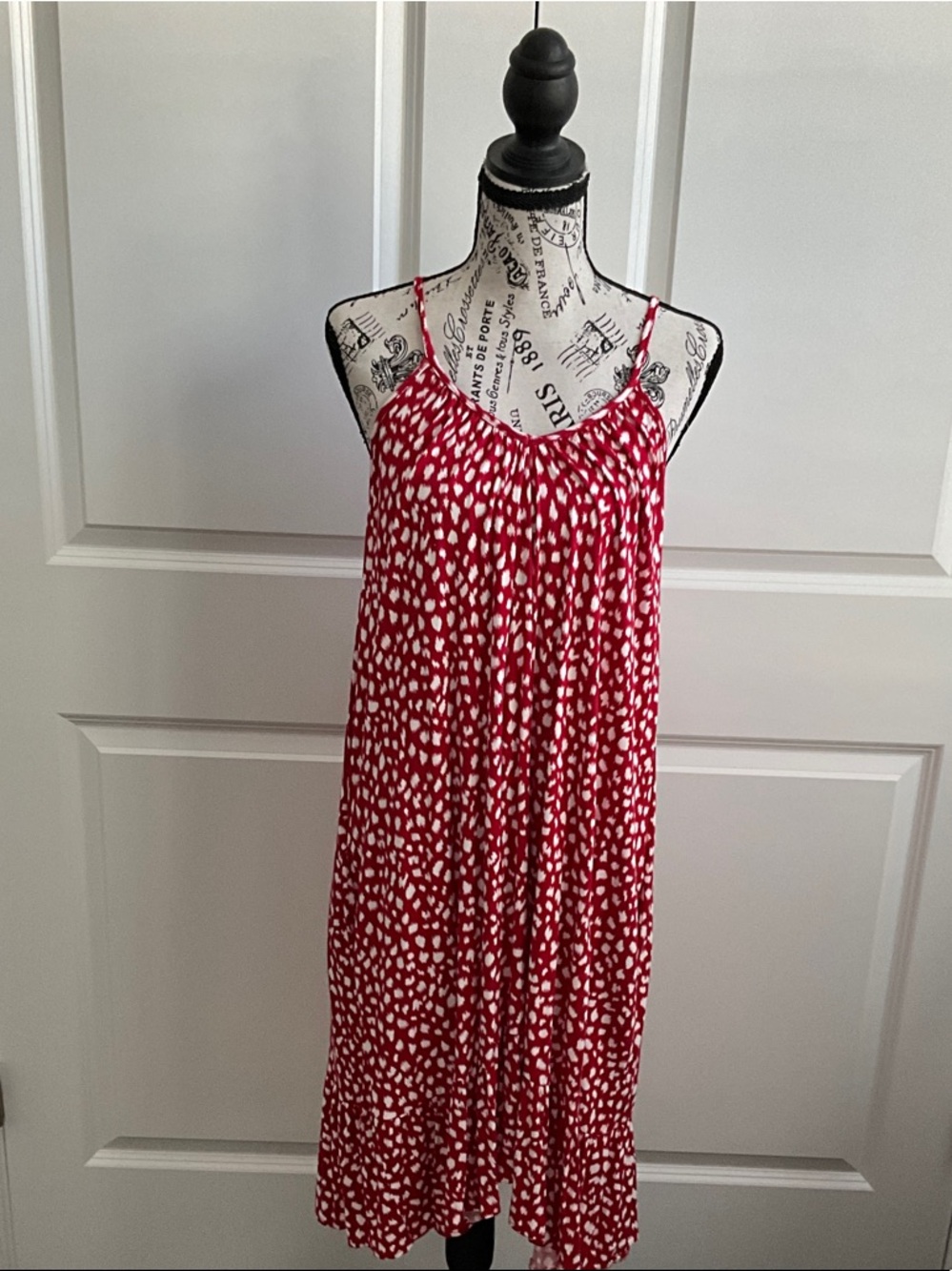 Red Spotted Slip Dress - Lightweight Summer Dress
